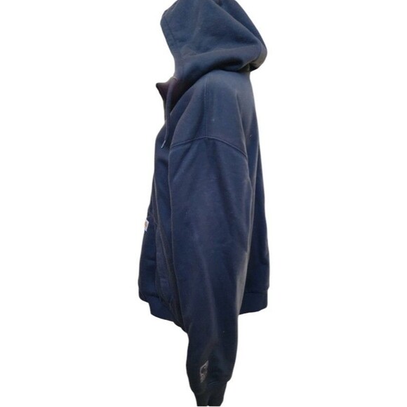 Carhartt Rain Defender Lined Full Zip Jacket Size Large Black Hooded - Picture 5 of 9